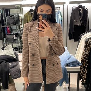 ZARA Brown plaid blazer
